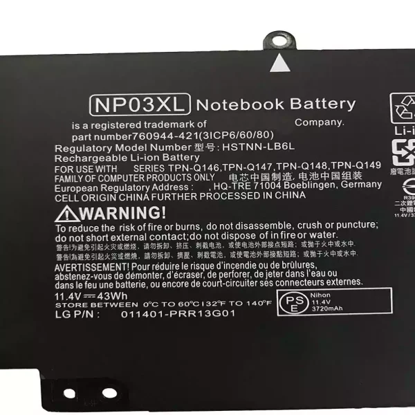 Baterija za Prijenosno računalo HP TPN-Q146,TPN-Q147,TPN-Q148,TPN-Q149 - Image 3