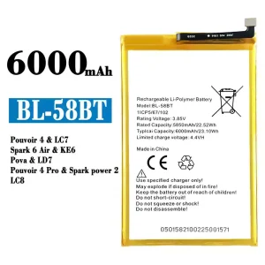 Pametni telefon Baterija BL-58BT za Tecno Pouvoir 4 / Pouvoir 4 Pro/ Spark 6 Air / Spark power 2